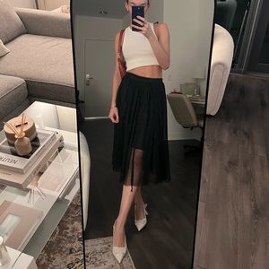 ‼️SOLD‼️BLACK VINTAGE TULLE MIDI SKIRT SIZE S